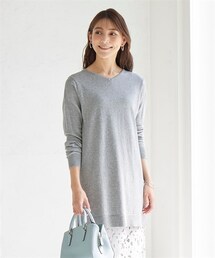 nissen | 大きいサイズ洗濯機で洗えてハンガー干しできる綿混ニットゆるチュニック（毛玉防止）（チクチクしにくい）(チュニック)