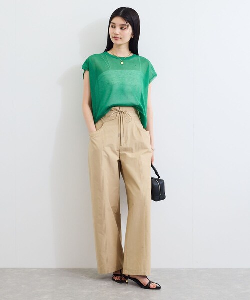 VIS（ビス）の「【接触冷感/洗える】ドロストワイドパンツ（その他パンツ・レディース・ブラック/ベージュ・F）」の4枚目の写真