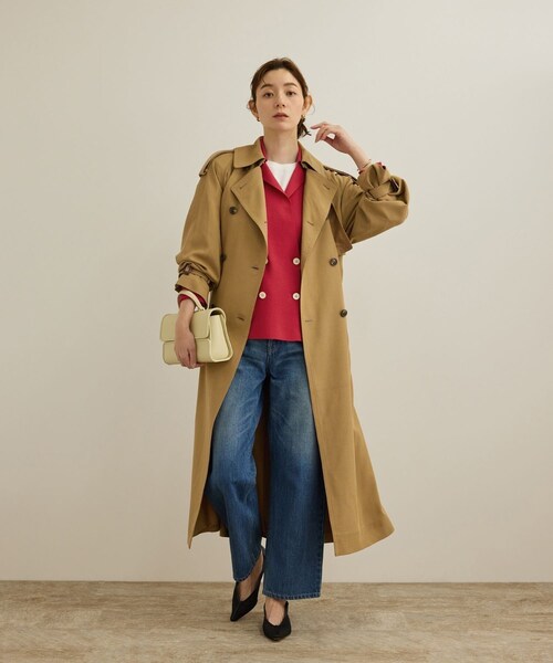 ROPE'(ロペ)の「シルクコットン総針ニットジャケット/イージーケア(テーラードジャケット・レディース・オフホワイト/ネイビー/レッド・F)」の9枚目の写真