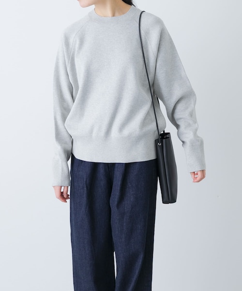 かぐれ(カグレ)の「コットンスウェットニット(ニット/セーター・レディース・LIGHT GRAY/DARK NAVY・Free)」の3枚目の写真