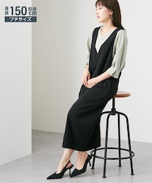 nissen | 小さいサイズ　深Vジャンパースカート　低身長さん・小柄女性(ワンピース)