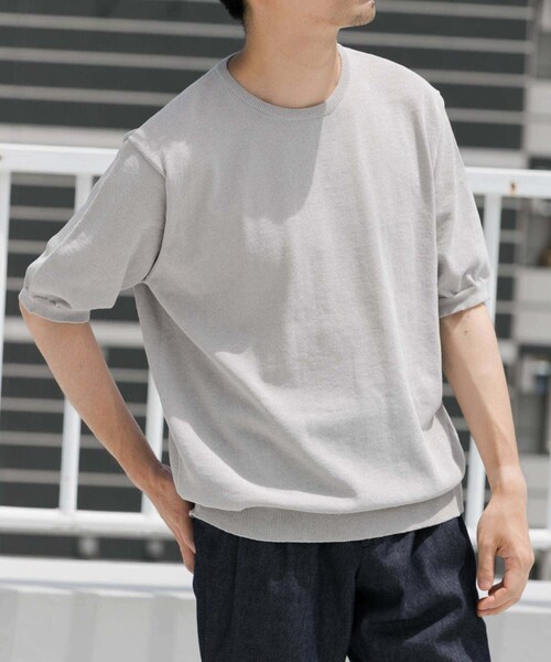 URBAN RESEARCH ROSSO（アーバンリサーチロッソ）の「『UR TECH』AIRDRY半袖クルーニット（ニット/セーター・メンズ・CHARCOAL/NAVY/ICE GRAY/KHAKI・M/L/XL）」の7枚目の写真