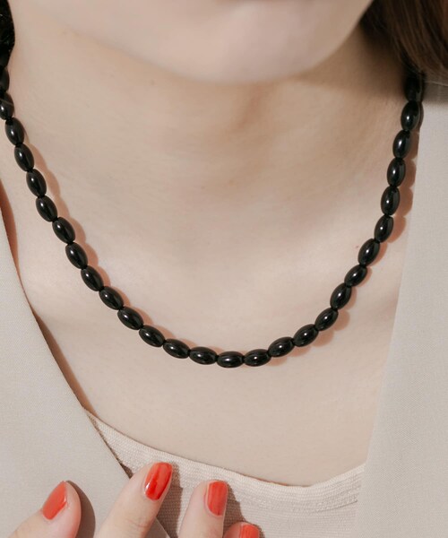 SMELLY（スメリー）の「オーバルビーズネックレス（ネックレス・レディース・BLK・-）」の8枚目の写真