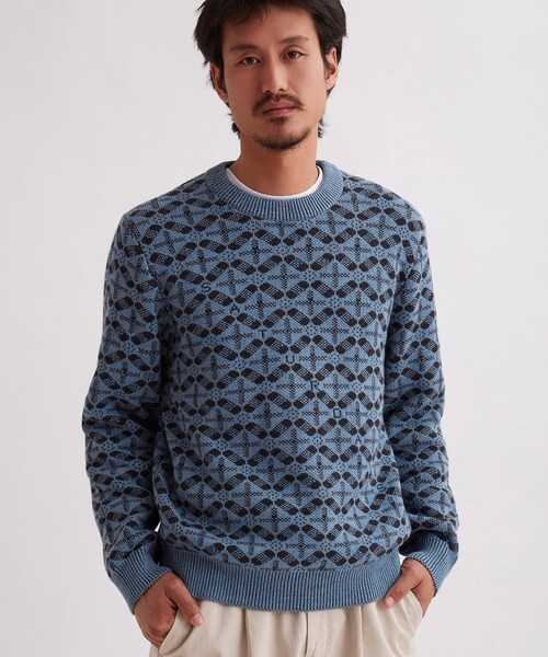 Saturdays NYC(サタデーズ ニューヨークシティ )の「GREG BLOCKPRINT SWEATER(ニット/セーター・レディース・サックス/ダークブラウン・XL/L/S/M)」の20枚目の写真
