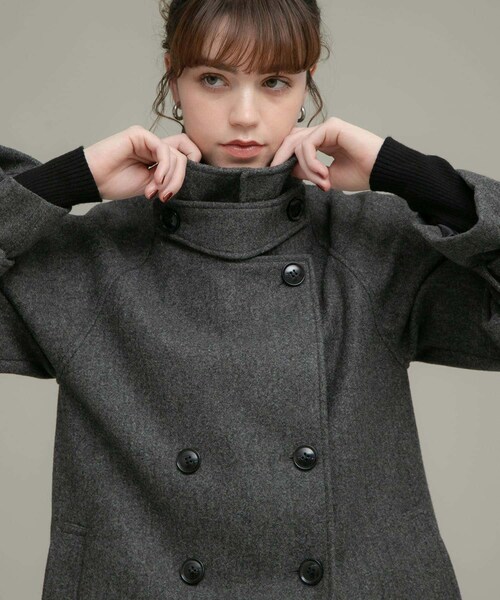 URBAN RESEARCH Sonny Label（アーバンリサーチサニーレーベル）の「メルトンジャージースタンドカラーコート（テーラードジャケット・レディース・チャコール/グレー/ベージュ・FREE）」の8枚目の写真
