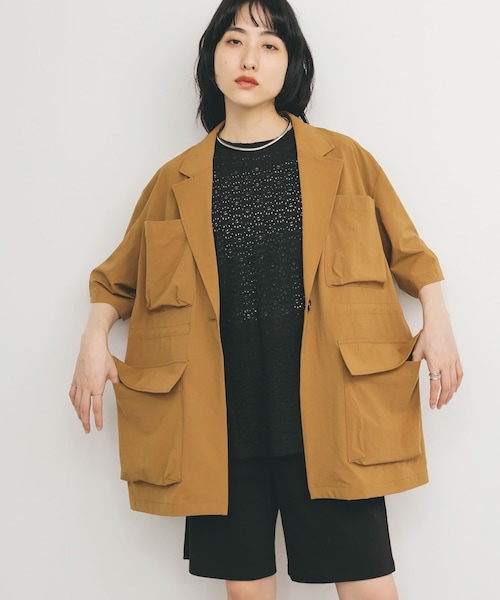 KBF(ケイビーエフ)の「ポケットディティールジャケット(テーラードジャケット・レディース・CAMEL/IVORY・one)」の3枚目の写真