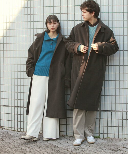 SENSE OF PLACE by URBAN RESEARCH（センスオブプレイスバイアーバンリサーチ）の「『ユニセックス』バルマカーンルーズコート（ステンカラーコート・メンズ・BLACK/D.BROWN/BLUE/BRN×BLK・M/L）」の18枚目の写真