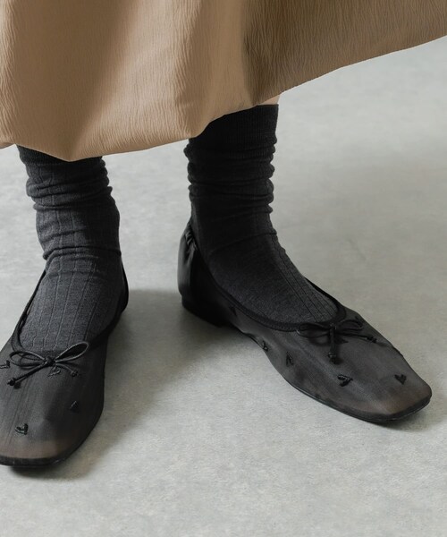 SENSE OF PLACE by URBAN RESEARCH（センスオブプレイスバイアーバンリサーチ）の「ハートチュールフラットシューズ（バレエシューズ・レディース・BLACK/BLK×RED/IVORY・S/M/L）」の17枚目の写真