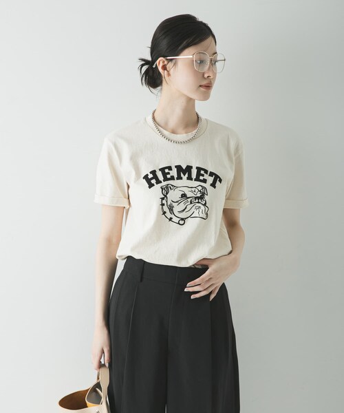 URBAN RESEARCH（アーバンリサーチ）の「『別注』Mixta×URBAN RESEARCH　HEMET（Tシャツ/カットソー・レディース・CAMEL/NATURAL/V BLACK・S）」の16枚目の写真
