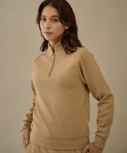 ROPE'（ロペ）の「【NOIR】【セットアップ対応】ハーフジップ長袖スタンドプルオーバー（Tシャツ/カットソー・レディース・ブラック/ベージュ系・L/M/S）」の4枚目の写真