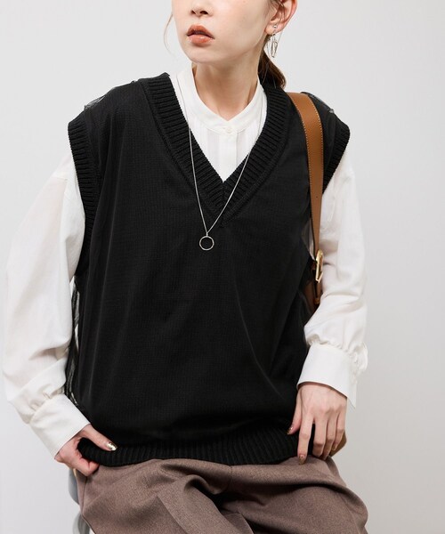 ROPE' PICNIC(ロペピクニック)の「チュールドッキングベスト(ベスト・レディース・ブラック/グレー/ブラウン・F)」の10枚目の写真