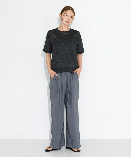 URBAN RESEARCH Sonny Label（アーバンリサーチサニーレーベル）の「シアーラメニットTシャツ（ニット/セーター・レディース・グレー/バター/ブラック・FREE）」の10枚目の写真