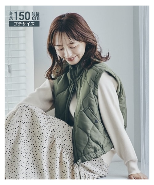 nissen（ニッセン）の「小さいサイズ　中わたベスト　低身長さん・小柄女性（ジャケット/アウター・レディース・カーキ/ブラック・P1/P2）」の3枚目の写真