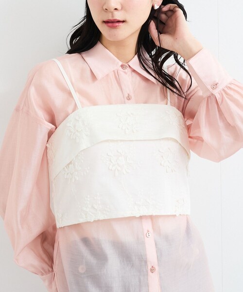 VIS（ビス）の「立体フラワービスチェ（キャミソール・レディース・ブラック/ホワイト・F）」の7枚目の写真