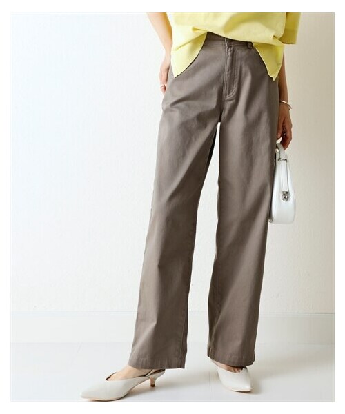 nissen（ニッセン）の「ゆるフィットワイドパンツ（股下68cm）＜大きいサイズ有＞（パンツ・レディース・黒/カーキ/ライトベージュ/オフホワイト/モカチャコール/ダークグリーン/モーブピンク/パープル/オレンジブラウン・S/M/L/LL/3L/4L/5L/6L/8L/10L）」の3枚目の写真