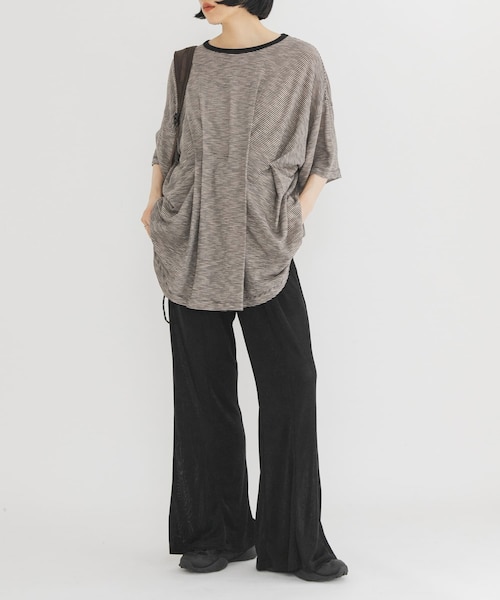KBF(ケイビーエフ)の「シャイニーフレアイージーパンツ(その他パンツ・レディース・CHARCOAL/BLACK/BEIGE・One)」の8枚目の写真