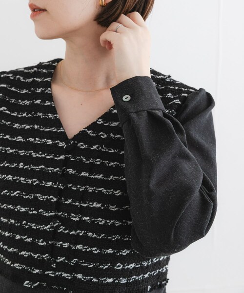 URBAN RESEARCH ROSSO（アーバンリサーチロッソ）の「F by ROSSO　ツイードドッキングワンピース（ワンピース・レディース・BLACK/BLACK STP/BLACK　STP・36/38）」の12枚目の写真