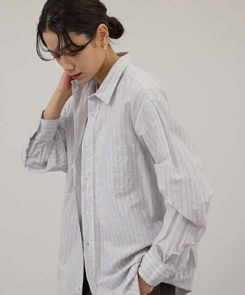 ADAM ET ROPE'(アダムエロペ)の「【INDIVIDUALIZED SHIRTS for SALON】別注ストライプシャツ L.BLUE BASE ORANGE ST(シャツ/ブラウス・レディース・ブルー系・F)」の19枚目の写真