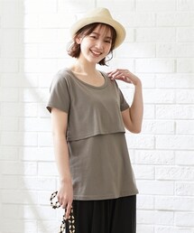 nissen | 【産前・産後　授乳服】授乳しやすい　半袖マタニティTシャツ(マタニティウェア/グッズ)