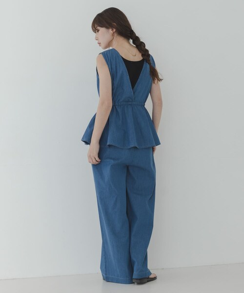 URBAN RESEARCH Sonny Label（アーバンリサーチサニーレーベル）の「クロス刺繍ペプラムサロペット（つなぎ/オールインワン・レディース・インディゴ/L.インディゴ・36/38）」の21枚目の写真