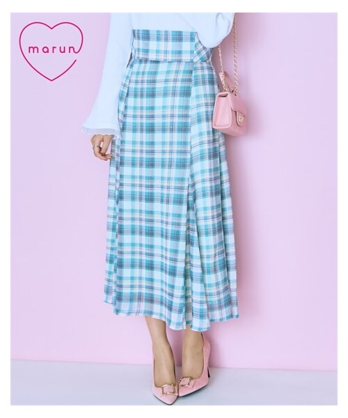 nissen（ニッセン）の「＜大きいサイズ＞ラメチェックスカート　marun（スカート・レディース・ブラウン系/レッド×グリーン系/ブルー/黒・L/LL/3L/4L/5L/6L/8L/10L）」の3枚目の写真