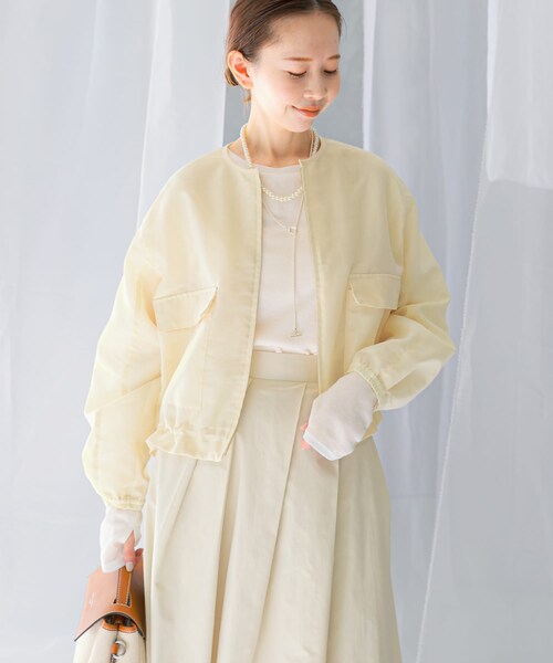 URBAN RESEARCH ROSSO（アーバンリサーチロッソ）の「オーガンジーシアーブルゾン（ブルゾン・レディース・CHARCOAL/CREAM・FREE）」の5枚目の写真