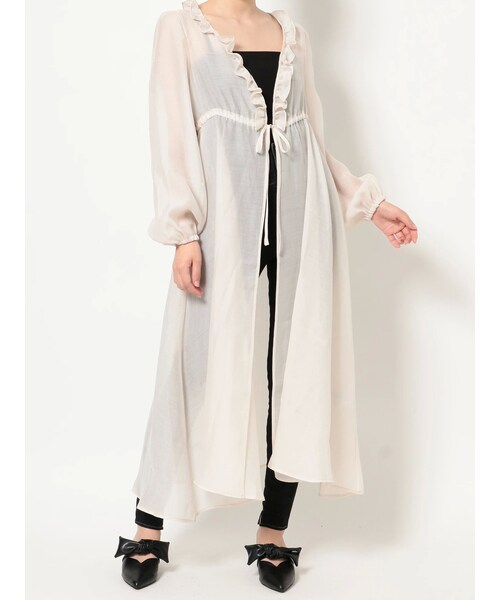 EATME（イートミー）の「ラッフルガウン（カーディガン/ボレロ・レディース・アイボリー/ブラック/ピンク/ベージュ・F）」の5枚目の写真