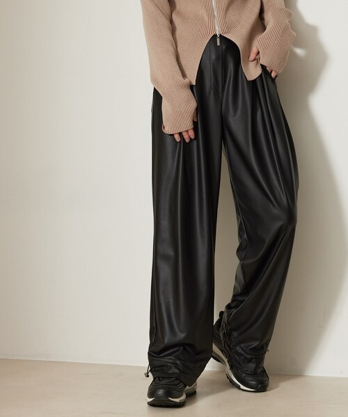 NERGY（ナージー）の「【イージーケア】Synthetic Leather イージータックパンツ（その他パンツ・レディース・ブラック・F/M/S）」の12枚目の写真