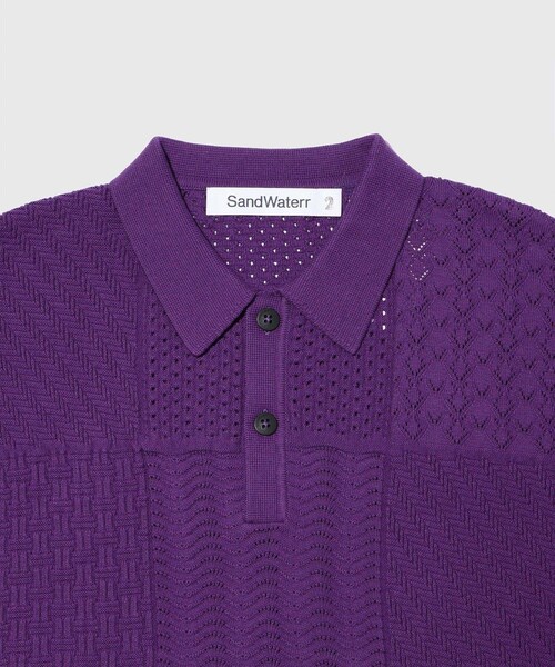 ADAM ET ROPE'(アダムエロペ)の「【SandWaterr/サンドウォーター】ORGANIZED POLO SS(ポロシャツ・メンズ・ブラック/パープル・1/2)」の6枚目の写真