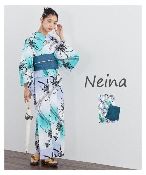 【浴衣】平織ゆかたセット（ゆかた＋へこ帯）〔Neina〕