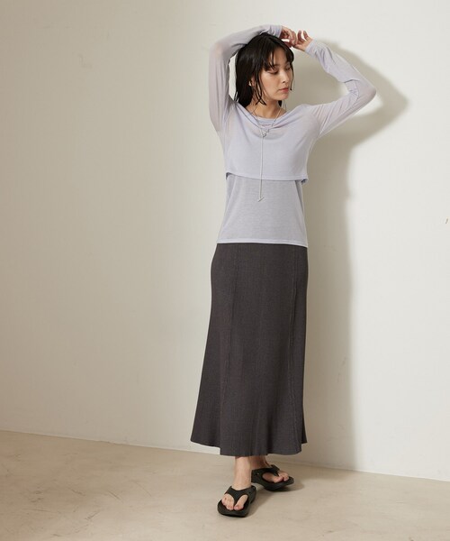 NERGY（ナージー）の「【SET】カシミアシルクレイヤードトップス（アンサンブル・レディース・ブラック/オフホワイト/ラベンダー/オレンジ・F）」の7枚目の写真