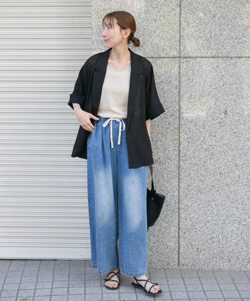 ITEMS URBANRESEARCH(アイテムズ アーバンリサーチ)の「メッシュ半袖ジャケット(テーラードジャケット・レディース・BLK/BEG・Free)」の9枚目の写真