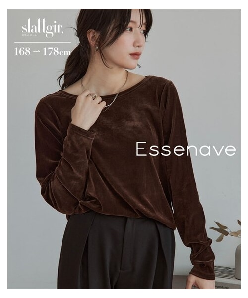 nissen（ニッセン）の「高身長　シアーベロアプルオーバー（トールサイズ）Essenave（Tシャツ/カットソー・レディース・グレー/ブラウン/黒・MTT/LTT/LLTT/3LTT）」の3枚目の写真