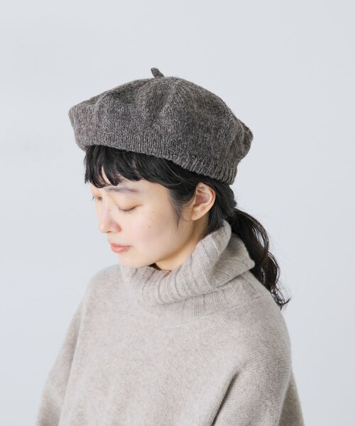 かぐれ(カグレ)の「ペルーニットベレー(ハンチング/ベレー帽・レディース・M/GRAY/BLACK・Free)」の2枚目の写真