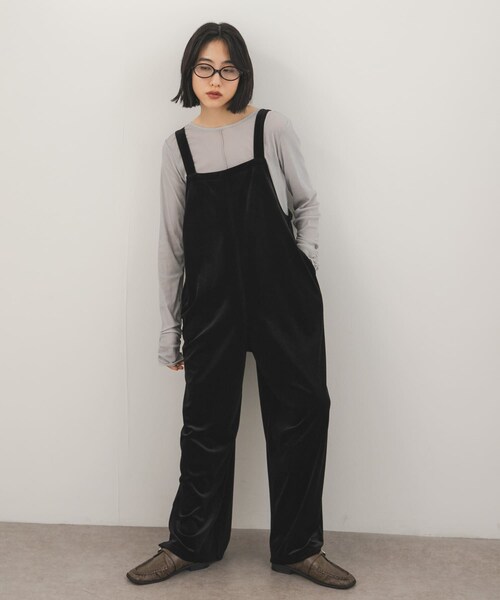 KBF（ケイビーエフ）の「ベロアサロペット（つなぎ/オールインワン・レディース・BLACK/BLACK刺繍/NAVY刺繍・One）」の19枚目の写真