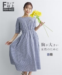 nissen | 【大きい胸専用】半袖ボリュームスカートワンピース（ポケット付）(ワンピース)