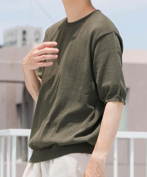 URBAN RESEARCH ROSSO（アーバンリサーチロッソ）の「『UR TECH』AIRDRY半袖クルーニット（ニット/セーター・メンズ・CHARCOAL/NAVY/ICE GRAY/KHAKI・M/L/XL）」の21枚目の写真