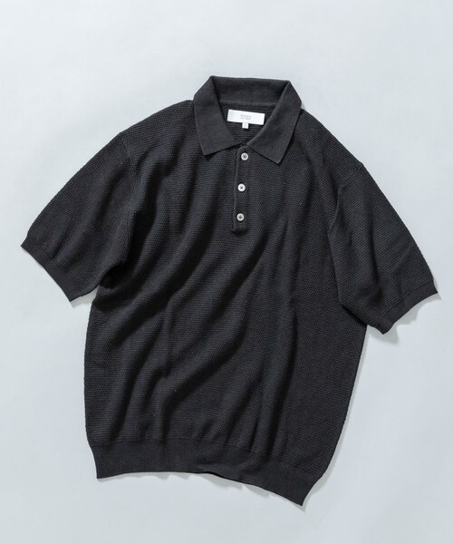URBAN RESEARCH ROSSO（アーバンリサーチロッソ）の「『WEB限定』変形カノコ半袖ニットポロ（ポロシャツ・メンズ・BLACK/NAVY/KHAKI/LIGHT GRAY・M/L）」の16枚目の写真