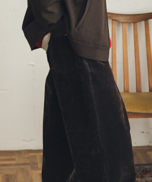 SENSE OF PLACE by URBAN RESEARCH（センスオブプレイスバイアーバンリサーチ）の「フロッキーワイドデニム（デニムパンツ・メンズ・BROWN/OLIVE・M/L）」の4枚目の写真