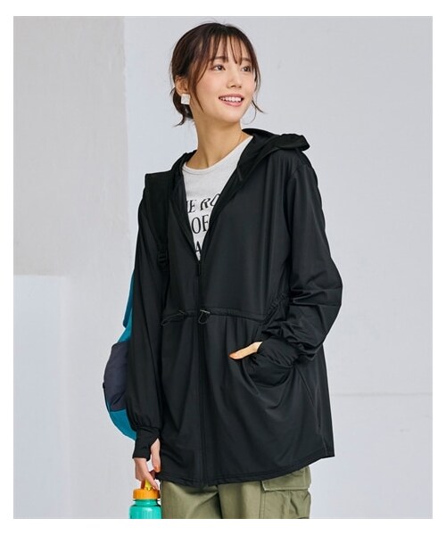 nissen（ニッセン）の「まるっと顔までUVドロストパーカー＜大きいサイズ有＞（パーカー・レディース・ネイビーグレー/黒/グレージュ/ラベンダー・S~M/L~LL/3L~4L/5L~6L/8L/10L）」の9枚目の写真