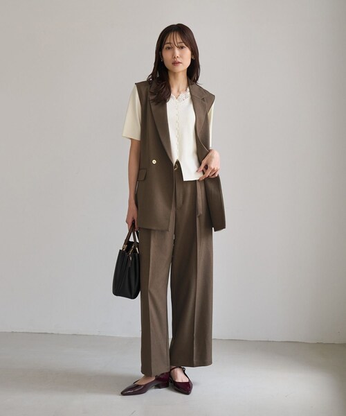 ROPE' PICNIC(ロペピクニック)の「洗えるウーリッシュジレ・ベスト/セットアップ対応(ベスト・レディース・ダークブラウン/ベージュ系/グリーン系/ネイビー・F)」の21枚目の写真