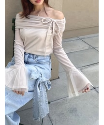 dazzlin | シアーベロアオフショルトップスⅡ(Tシャツ/カットソー)