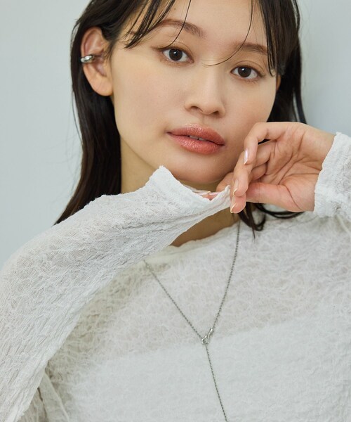 ROPE'（ロペ）の「【WEB・一部店舗限定】ストレッチシアー＆レースカットソー/洗える（Tシャツ/カットソー・レディース・ブラック/ブラック系/ホワイト/ホワイト系・F）」の17枚目の写真