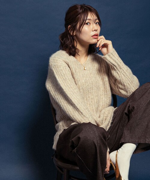 美品 BOTTEGA VENETA イントレチャート柄 Vネック ニットセーター F by 