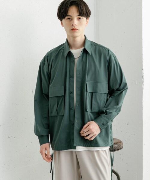SENSE OF PLACE by URBAN RESEARCH(センスオブプレイスバイアーバンリサーチ)の「ドットメッシュダブルポケットロングスリーブシャツ(シャツ/ブラウス・メンズ・L.PINK/CHARCOAL/GREEN・M/L)」の18枚目の写真