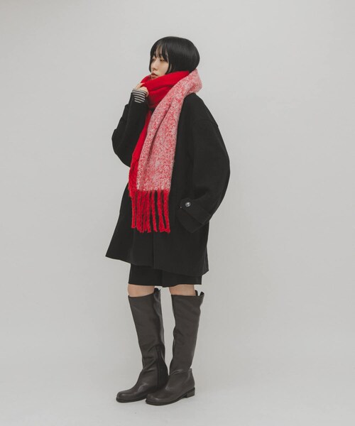 KBF（ケイビーエフ）の「ビッグフリンジバイカラーストール（マフラー・レディース・YELLOW/RED/BLACK・One）」の22枚目の写真