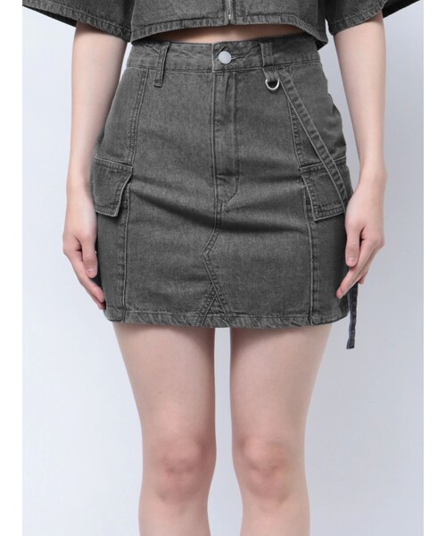EMODA（エモダ）の「ハングベルトデニムスカート（スカート・レディース・グレー/ブラック/アイスブルー・S/M）」の7枚目の写真