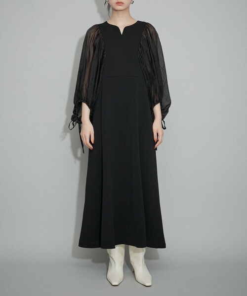 ADAM ET ROPE'（アダムエロペ）の「シアースリーブコンビドレス（ドレス・レディース・ブラック/ブラック系/ネイビー系・36/38）」の21枚目の写真