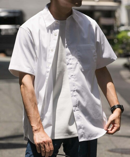 URBAN RESEARCH ROSSO（アーバンリサーチロッソ）の「『防シワ/防臭』『XLサイズあり』ハイパフォーマンスブロード半袖シャツ（シャツ/ブラウス・メンズ・SAX/WHITE/NAVY/KHAKI/BLK CHECK/BLK STRIPE・S/M/L/XL）」の8枚目の写真