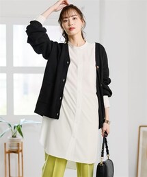 nissen | 大きいサイズバンドカラーシャツチュニック(シャツ/ブラウス)